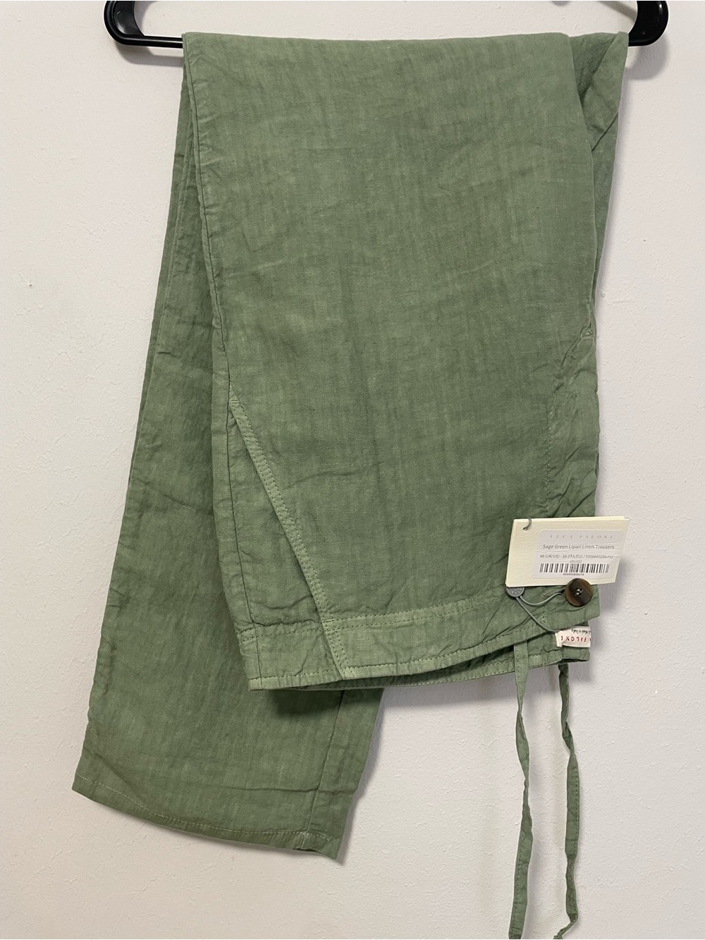 New With Tags Luca Faloni Men's Sage Green Linen Pants